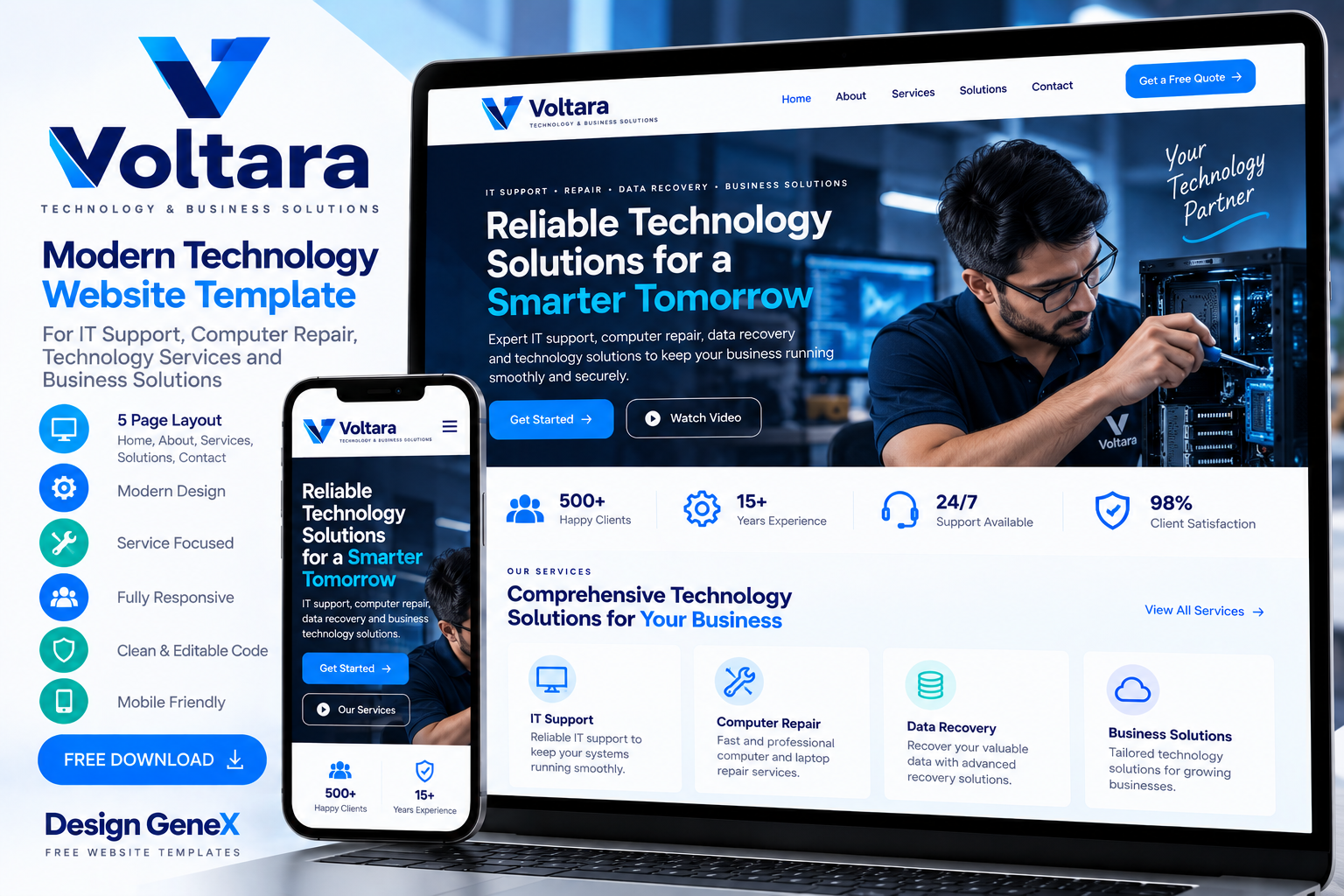 Voltara — Technology & Business Solutions website design preview